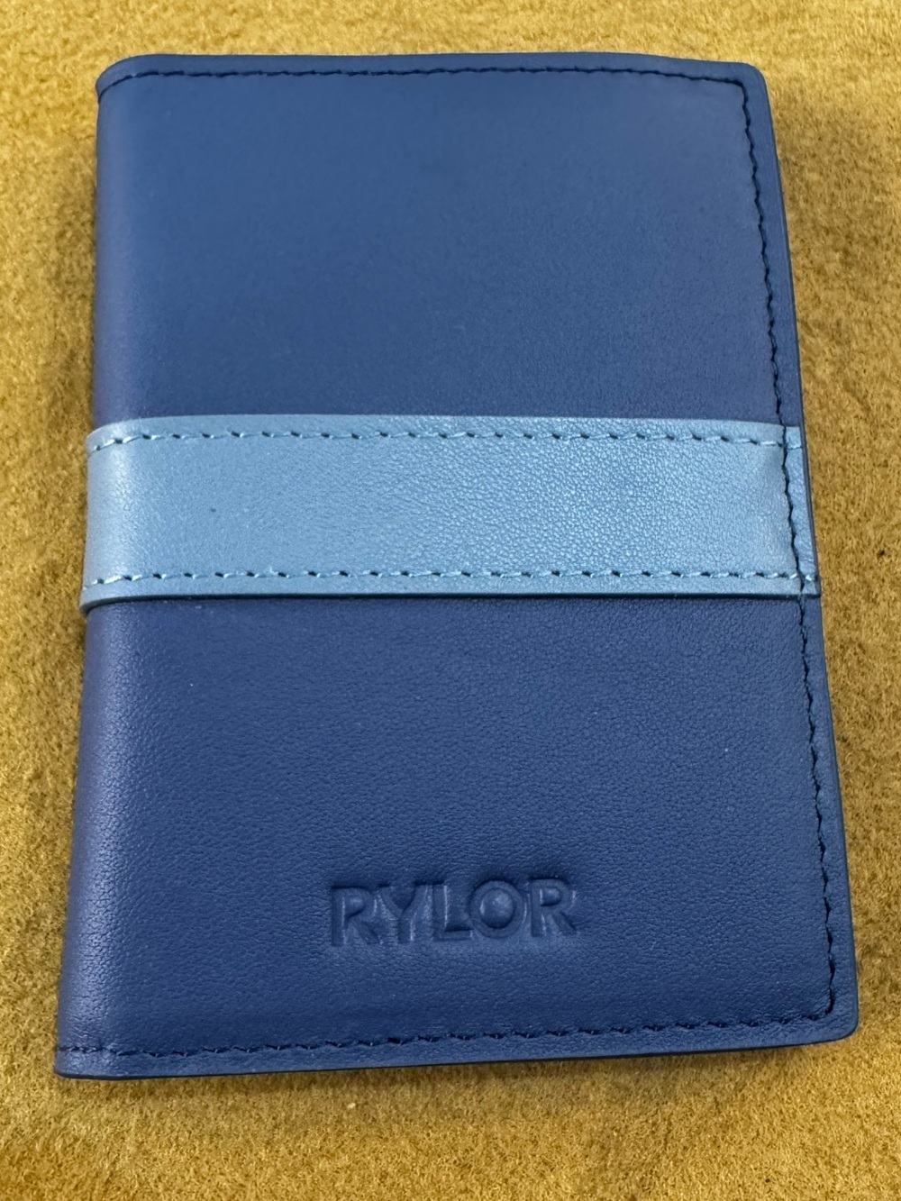 Rylor Navy & Light Blue Leather Card Wallet